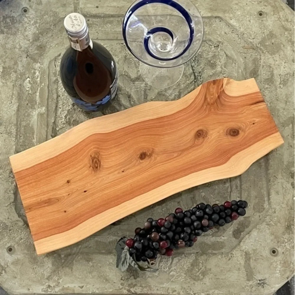 Handmade Long Charcuterie Board Snack NWT Live Edge Juniper Wood Party